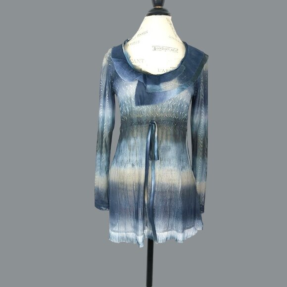 Komarov Tunic Top Small Blue Sheer - Picture 1 of 9